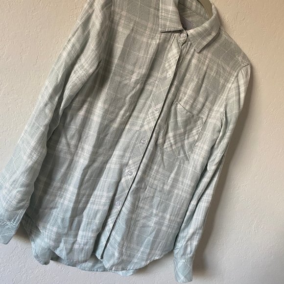 Rails Womens Hunter Top Seafoam Button Down Size XXS Casual Long Sleeve Plaid - Picture 7 of 11